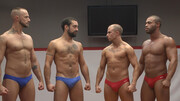 Muscular males share rough anal orgy in the ring during championship