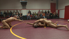 Muscular males share rough anal orgy in the ring during championship