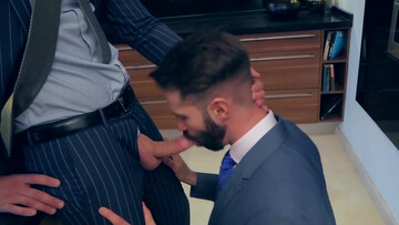 Dudes in suits end up eating and fucking ass hard