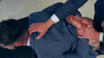 Dudes in suits end up eating and fucking ass hard