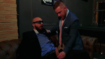 Dude in a sexy blindfold accepts the inevitable
