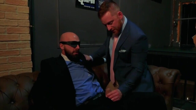 Dude in a sexy blindfold accepts the inevitable