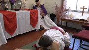 Two altar boys are willing to satisfy the pervy priest