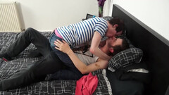 European dudes with skinny bodies are making love on camera