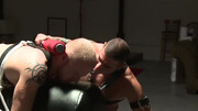 Short-haired lad with bleached hair is spanked and toyed with