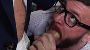 Three perverts are in the office and give each other blowjobs