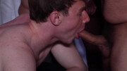 Fine men share a guy's ass and cock in ruthless orgy