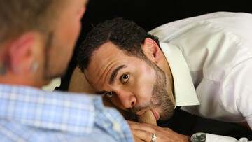 Black lad with a nice ass is ready to serve his boss