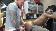 Black dude throats white cock and endures hard sex in the ass