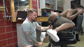 Black dude throats white cock and endures hard sex in the ass