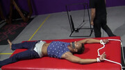 Twink bondage session with a hot Arab slave