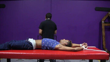 Twink bondage session with a hot Arab slave