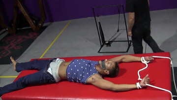 Twink bondage session with a hot Arab slave