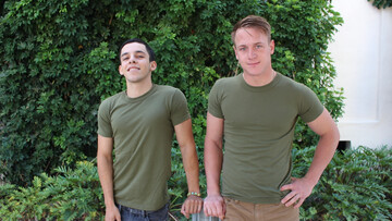 Steamy army guys pose hot together when they fuck quite hard