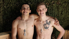 Slender lads with cute faces are experimenting on the bed