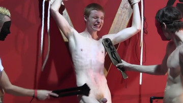 Domination threesome with a super-scrawny twink slut