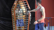 Caged boy is eager to experience his first maledom experience