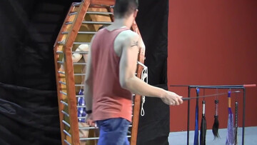 Caged boy is eager to experience his first maledom experience