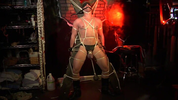 Man in ropes endures harsh treatment in dirty  BDSM kinks