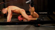 Muscular bear ass fucks his slave while the guy is being chained