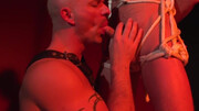 Bald master sucks his slave's cock in true bondage romance