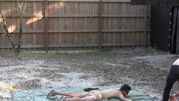 Outdoor cruelty with a horny-ass little bitch