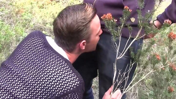 Outdoor anal fun between three young sluts with big cocks