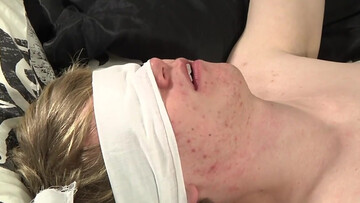 Leo Ocean moans with a hard cock massaged