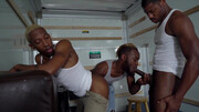 Three black men get in the garage and have a three-way
