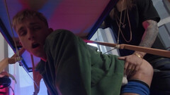 Lad with long hair and tattoos is fucking a petite lad