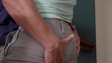 Appealing guys use the stairs as their playground for naughty sex