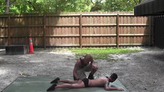 BDSM with an outdoor slave in fucking PERIL
