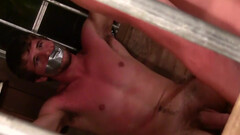 Caged male slave awaits his master for the ultimate sexual punishment