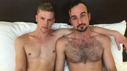 A hairy dude and his skinny lover fuck in a hotel room