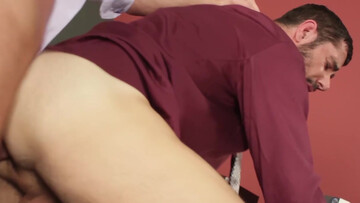 Condom fuck at the office... great anal gape