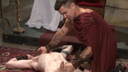 Male slave lets the horny master wax his cock and whip his ass in restless maledom