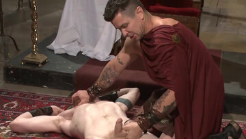 Male slave lets the horny master wax his cock and whip his ass in restless maledom