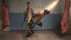 Rough whipping and spanking for a male slave with strong muscles