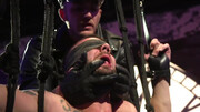 Gagged male slave wants more when the sperm begins to spill