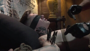 Bound beauty... horny cock getting stroked