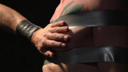 Gagged male slave is set to swallow the big load