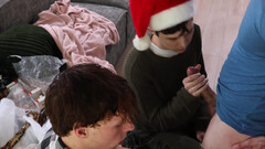 Twinks share DILF penis together on Christmas eve