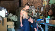Sexy mechanic sticks the dick in the guy's mouth and fucks him like a bull
