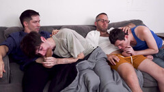 Twinks get greedy for that nut in a foursome