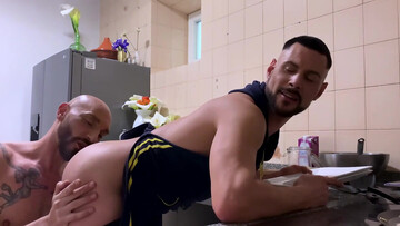 Kitchen rimming leads to the hottest fucking