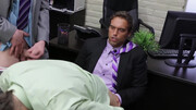 Hot men at the office share restless gay threesome