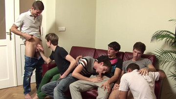 Hot guys with crazy appealing bodies in a gay orgy