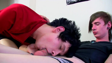 Emo twink duo enjoying hard oral and then some
