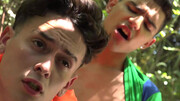 Sexy lads mix outdoor oral kinks in a generous group shag