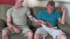 Tattoo amateur taking care of a hard penis